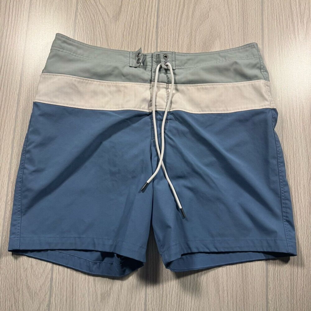 Abercrombie Fitch Swim Trunks Lined Board Shorts Y2K Men’s 32 x 6.5 Blue Gray